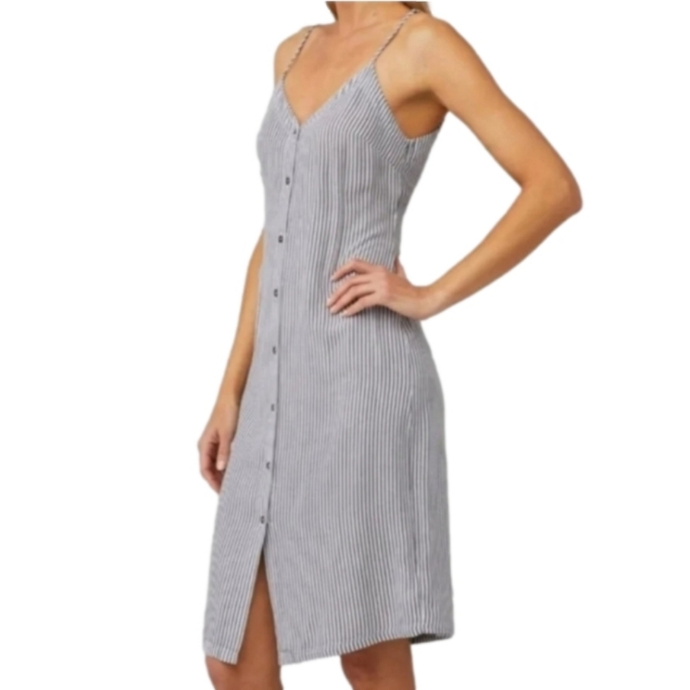 7 for All Mankind Blue Striped OR Black Button Sun Dress XL NWT